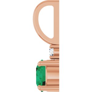 14K Rose Gold Lab-Grown Emerald  & .03 CT Natural Diamond Charm/Pendant – image 3