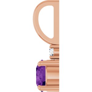 14K Rose Gold Natural Amethyst & .03 CT Natural Diamond Charm/Pendant