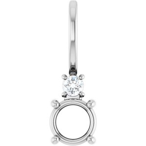 14K White Gold 4.5 mm Round .03 CT Natural Diamond Semi-Set Charm/Pendant – image 2