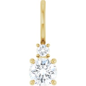14K Yellow Gold 4.5 mm Round .03 CT Natural Diamond Semi-Set Charm/Pendant