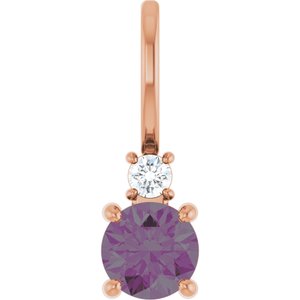 14K Rose Gold Lab-Grown Alexandrite & .03 CT Natural Diamond Charm/Pendant