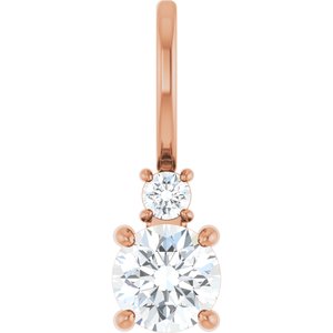 14K Rose Gold Natural White Sapphire & .03 CT Natural Diamond Charm/Pendant