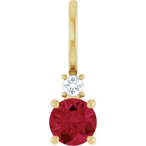 14K Yellow Gold Natural Ruby & .03 CT Natural Diamond Charm/Pendant