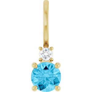 14K Yellow Gold Natural Aquamarine & .03 CT Natural Diamond Charm/Pendant
