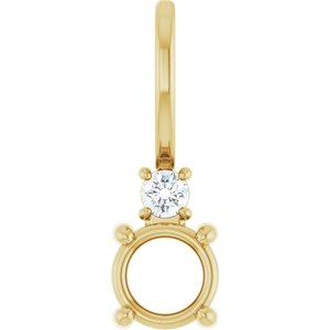 14K Yellow Gold 4.5 mm Round .03 CT Natural Diamond Semi-Set Charm/Pendant – image 2