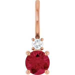 14K Rose Gold Lab-Grown Ruby & .03 CT Natural Diamond Charm/Pendant