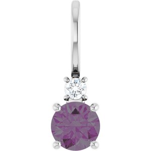 Sterling Silver Lab-Grown Alexandrite & .03 CT Natural Diamond Charm/Pendant
