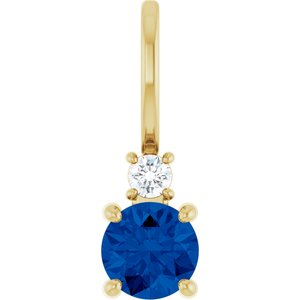 14K Yellow Gold Natural Blue Sapphire & .03 CT Natural Diamond Charm/Pendant