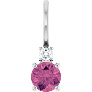 Platinum Natural Pink Tourmaline & .03 CT Natural Diamond Charm/Pendant
