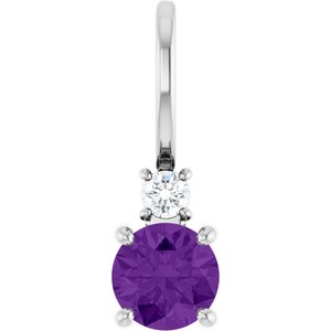 Platinum Natural Amethyst & .03 CT Natural Diamond Charm/Pendant