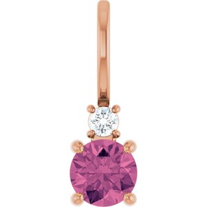 14K Rose Gold Natural Pink Tourmaline & .03 CT Natural Diamond Charm/Pendant
