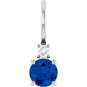 Sterling Silver Lab-Grown Blue Sapphire & .03 CT Natural Diamond Charm/Pendant