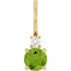 14K Yellow Gold Natural Peridot & .03 CT Natural Diamond Charm/Pendant