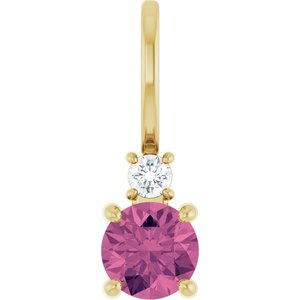 14K Yellow Gold Natural Pink Tourmaline & .03 CT Natural Diamond Charm/Pendant