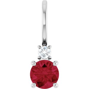 Platinum Natural Ruby & .03 CT Natural Diamond Charm/Pendant