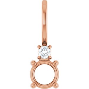 14K Rose Gold 4.5 mm Round .03 CT Natural Diamond Semi-Set Charm/Pendant – image 2