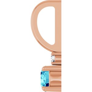 14K Rose Gold Natural Blue Zircon & .02 CT Natural Diamond Charm/Pendant – image 3