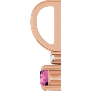 14K Rose Gold Natural Pink Tourmaline & .02 CT Natural Diamond Charm/Pendant – image 3