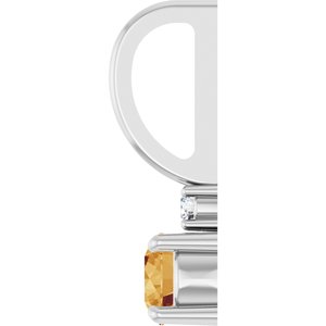 14K White Gold Natural Citrine & .02 CT Natural Diamond Charm/Pendant