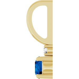 14K Yellow Gold Lab-Grown Blue Sapphire & .02 CT Natural Diamond Charm/Pendant – image 3