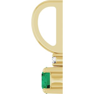 14K Yellow Gold Lab-Grown Emerald & .02 CT Natural Diamond Charm/Pendant – image 3