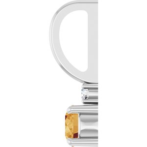 14K White Gold Natural Citrine & .02 CT Natural Diamond Charm/Pendant – image 3