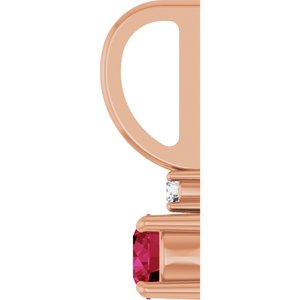14K Rose Gold Lab-Grown Ruby & .02 CT Natural Diamond Charm/Pendant – image 3