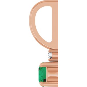 14K Rose Gold Lab-Grown Emerald & .02 CT Natural Diamond Charm/Pendant – image 3