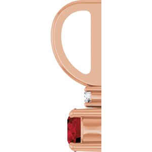 14K Rose Gold Natural Mozambique Garnet & .02 CT Natural Diamond Charm/Pendant – image 3