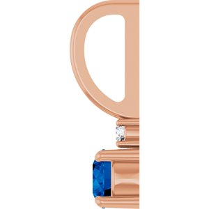 14K Rose Gold Natural Blue Sapphire & .02 CT Natural Diamond Charm/Pendant – image 3