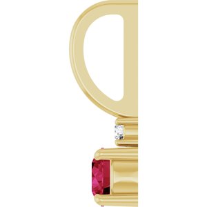 14K Yellow Gold Lab-Grown Ruby & .02 CT Natural Diamond Charm/Pendant – image 3