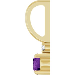14K Yellow Gold Natural Amethyst & .02 CT Natural Diamond Charm/Pendant – image 3