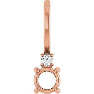 14K Rose Gold 3.5 mm Round .02 CT Natural Diamond Semi-Set Charm/Pendant – image 2