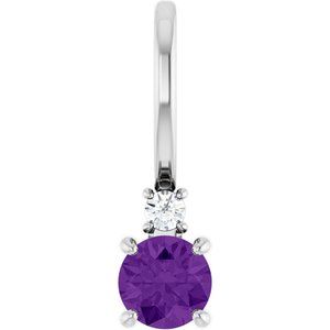 Platinum Natural Amethyst & .02 CT Natural Diamond Charm/Pendant
