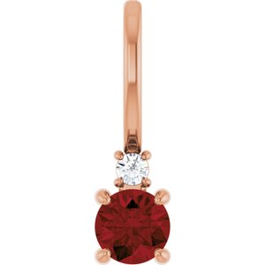 14K Rose Gold Natural Mozambique Garnet & .02 CT Natural Diamond Charm/Pendant