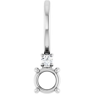 14K White Gold 3.5 mm Round .02 CT Natural Diamond Semi-Set Charm/Pendant – image 2