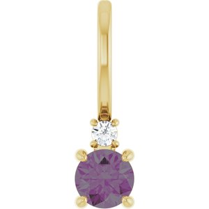 14K Yellow Gold Lab-Grown Alexandrite & .02 CT Natural Diamond Charm/Pendant