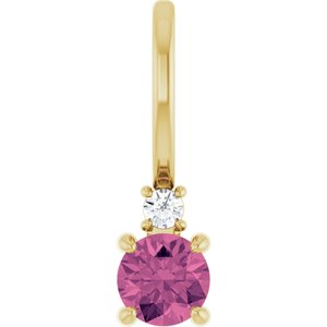 14K Yellow Gold Natural Pink Tourmaline & .02 CT Natural Diamond Charm/Pendant