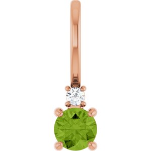14K Rose Gold Natural Peridot & .02 CT Natural Diamond Charm/Pendant