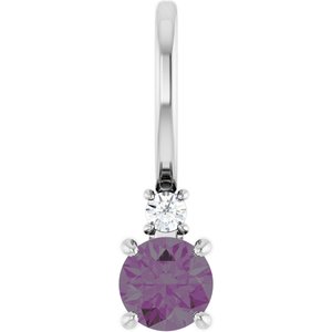 Platinum Lab-Grown Alexandrite & .02 CT Natural Diamond Charm/Pendant