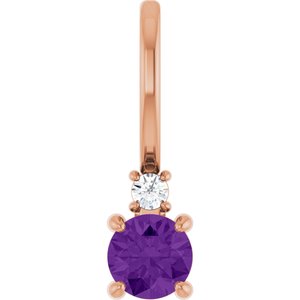 14K Rose Gold Natural Amethyst & .02 CT Natural Diamond Charm/Pendant