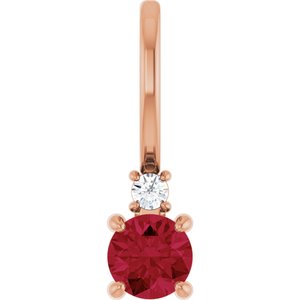 14K Rose Gold Lab-Grown Ruby & .02 CT Natural Diamond Charm/Pendant