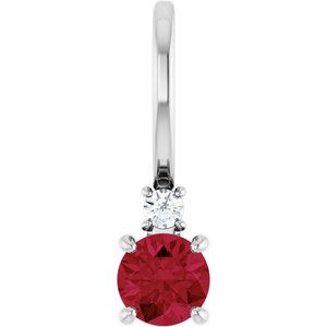 Platinum Natural Ruby & .02 CT Natural Diamond Charm/Pendant