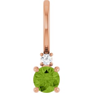 14K Rose Gold Natural Peridot & .02 CT Natural Diamond Charm/Pendant