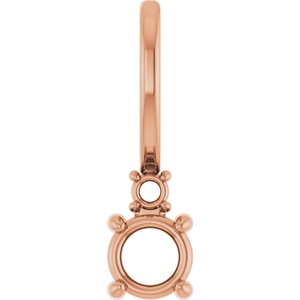 14K Rose Gold 3.5 mm Round Charm/Pendant Mounting – image 2