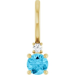 14K Yellow Gold Natural Aquamarine & .02 CT Natural Diamond Charm/Pendant