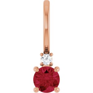 14K Rose Gold Natural Ruby & .02 CT Natural Diamond Charm/Pendant