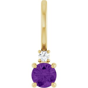 14K Yellow Gold Natural Amethyst & .02 CT Natural Diamond Charm/Pendant