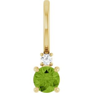 14K Yellow Gold Natural Peridot & .02 CT Natural Diamond Charm/Pendant
