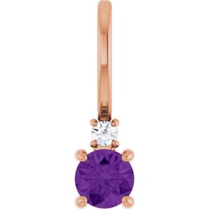 14K Rose Gold Natural Amethyst & .02 CT Natural Diamond Charm/Pendant
